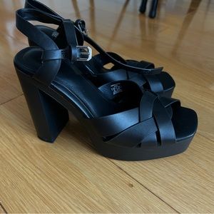 Zara black platform high heels shoes